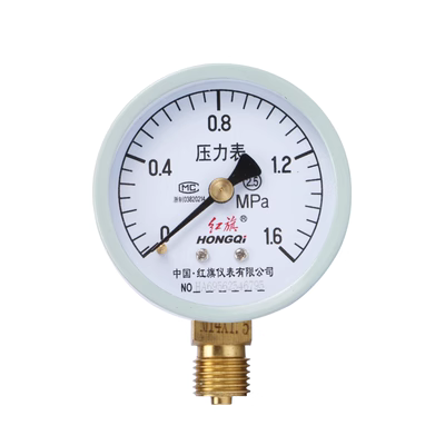 Nhà máy trực tiếp dụng cụ cờ đỏ thông thường đồng hồ đo áp suất Y-60 áp suất nước phong vũ biểu 1.6mpa áp suất dầu chân không đồng hồ đo áp suất âm đồng hồ đo áp suất dầu thủy lực đồng hồ áp suất