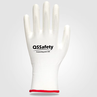 Găng tay bảo hộ lao động phủ PU màu trắng QSSafety phủ siêu mỏng, thoáng khí, không bám bụi, chống trượt, thông minh, thoải mái và linh hoạt găng tay bảo hộ bao tay bảo hộ