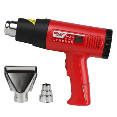 Delixi súng hơi nóng công suất cao màn hình hiển thị kỹ thuật số nhỏ máy sấy tóc phim cấp công nghiệp súng nướng bánh súng hàn nhựa súng sấy máy khò bếp than