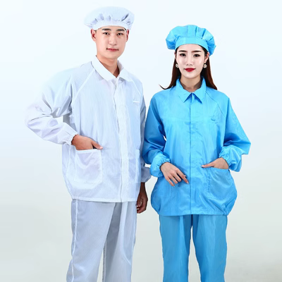 Quần áo chống tĩnh điện, áo khoác, quần áo bảo hộ nam chống bụi, xưởng sản xuất điện tử, quần áo bảo hộ lao động nữ màu xanh, trắng, hồng, chống bụi quần áo phòng dịch