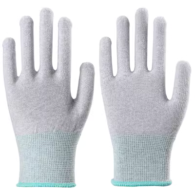 Găng tay chống tĩnh điện cho nam và nữ bằng sợi carbon thoáng khí mỏng nhà máy điện tử xưởng đặc biệt lắp đặt bảo vệ màn hình cảm ứng hoạt động không bụi găng tay sợi trắng